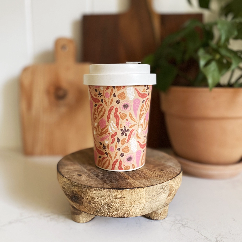 Reusable Bamboo Coffee Cups - Australian Floral