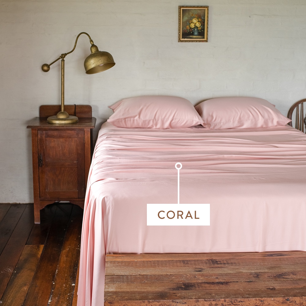 100% Bamboo Sheet Set – Coral - Queen