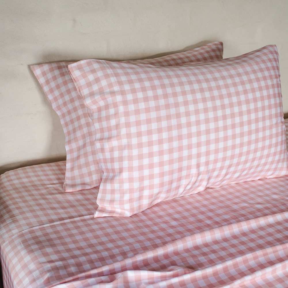100% Bamboo Pillowcases – Coral Gingham - Standard